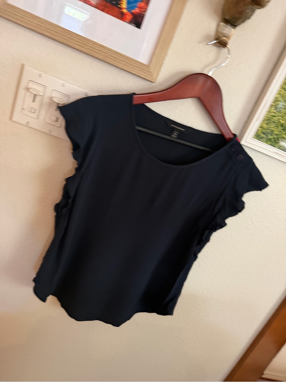 Banana Republic Navy Ruffle Sleeve Blouse